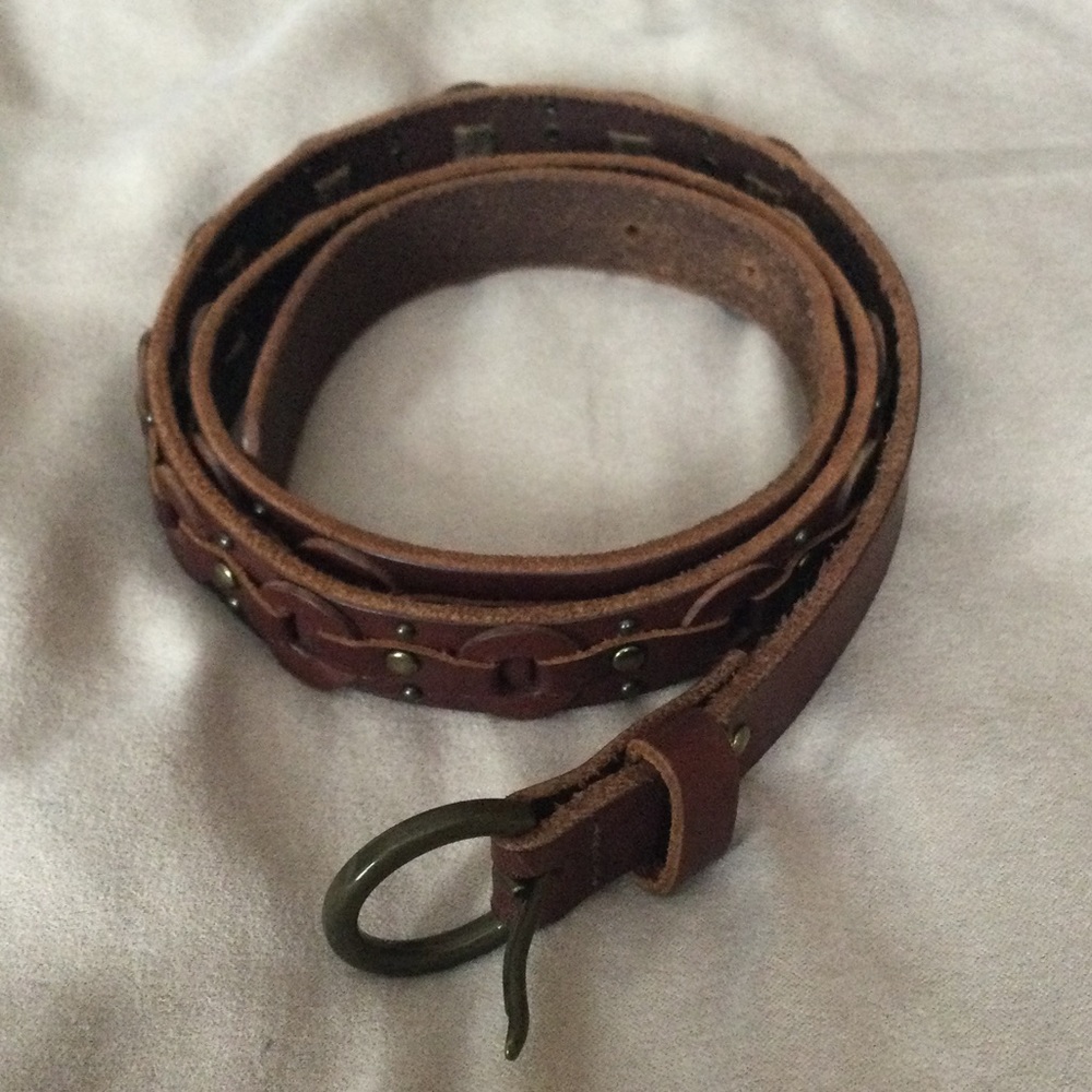 Lucky Brand Chestnut Brown Woven Studded Belt